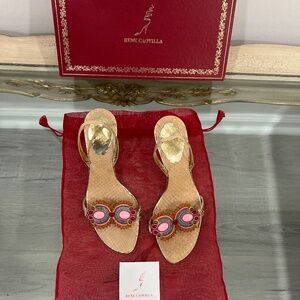 Beaded multicolored stiletto sandals